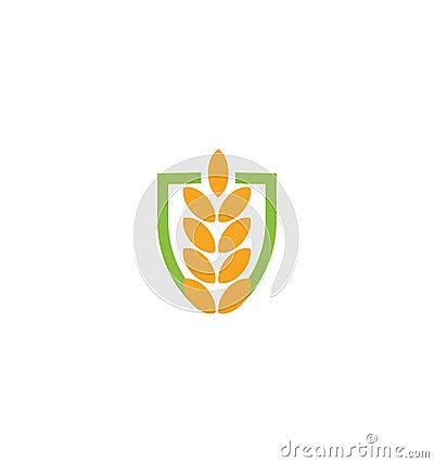 Wheat vector grain icon Isolated abstract orange color wheat ear hearldic logo. Nature element logotype. Agricultural Vector Illustration