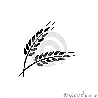 Wheat wreaths and grain spikes set icons Vector Illustration