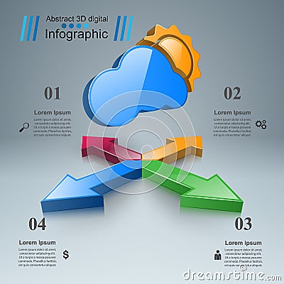 Wheather infographic. Sun, cloud, rain icon. Vector Illustration