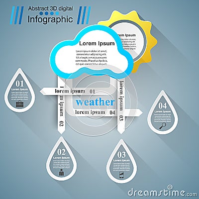 Wheather infographic. Sun, cloud, rain icon. Vector Illustration