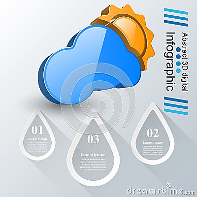 Wheather infographic. Sun, cloud, rain icon. Vector Illustration