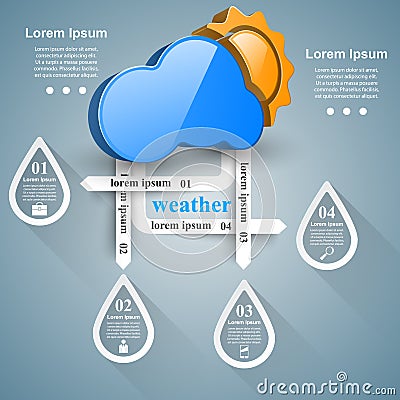 Wheather infographic. Sun, cloud, rain icon. Vector Illustration