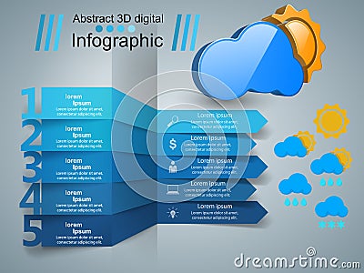 Wheather infographic. Sun, cloud, rain icon. Vector Illustration