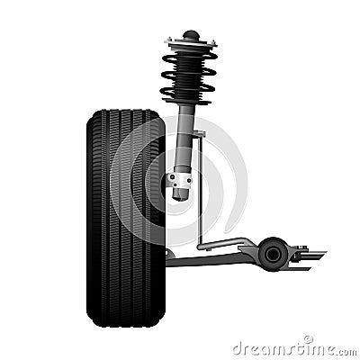 Wheel alignment icon - car suspension service, shock absorber, axle, wheel Vector Illustration