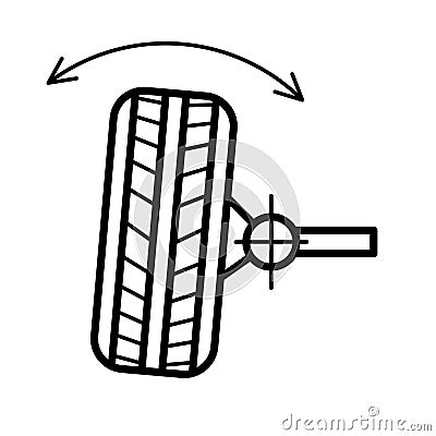 Wheel alignment line icon. Car suspension angles adjustment. Axle control symbol Vector Illustration