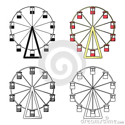 The wheel is in the amusement park. Slow attraction to explore the city.Amusement park single icon in cartoon style Vector Illustration