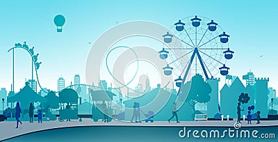 Wheel amusement parks Vector Illustration