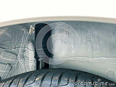 Wheel arch with suspension system Stock Photo