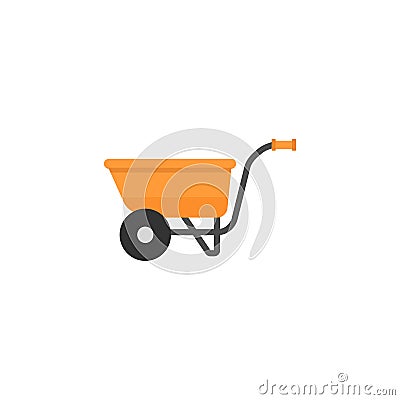 Wheel barrow flat icon, build repair Vector Illustration