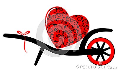 Wheel barrow and heart Stock Photo