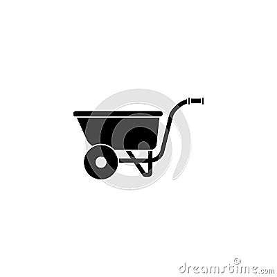 Wheel barrow solid icon, build repair Vector Illustration