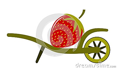 Wheel barrow and strawberry Stock Photo