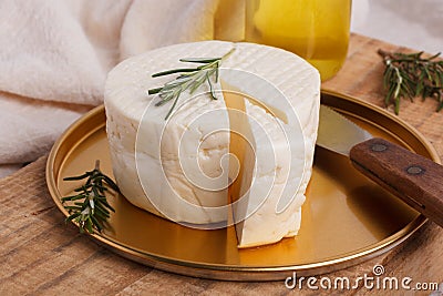 Wheel of brazilian traditional cheese Minas Stock Photo
