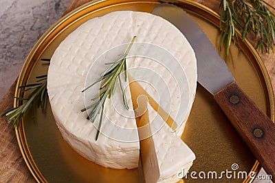Wheel of brazilian traditional cheese Minas Stock Photo
