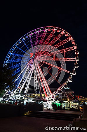 Wheel of Brisbane Ferris wheel on Brisbane`s Southbank. Editorial Stock Photo