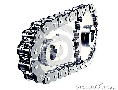 Wheel chain with cogs on white Cartoon Illustration
