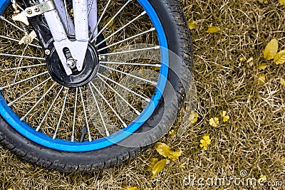 Wheel of child bike Stock Photo