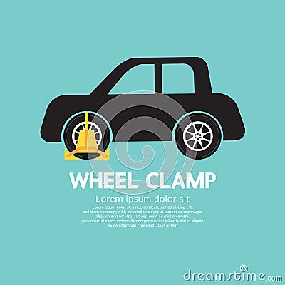 Wheel Clamp On Car Side View Vector Illustration