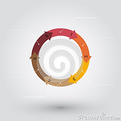 Wheel from colored pastel numbered arrows Vector Illustration