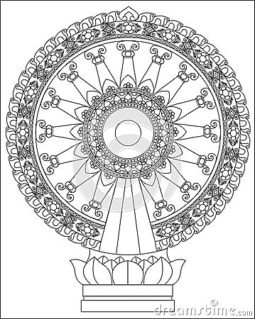 Wheel of Dhamma Vector Illustration