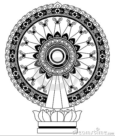 Wheel of Dhamma Wheel of life Vector Illustration