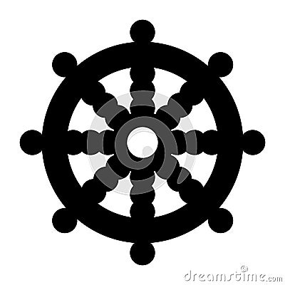 Wheel of Dharma, Dharmachakra symbol Cartoon Illustration