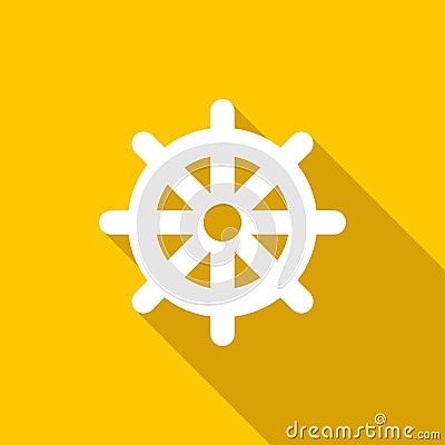 Wheel of Dharma icon, flat style Vector Illustration