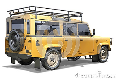 Wheel drive off-road vehicle on a white background Stock Photo