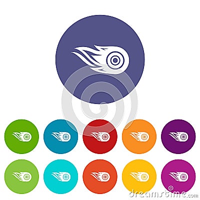 Wheel fire icons set vector color Vector Illustration