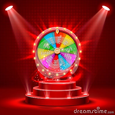 Wheel of fortune on the catwalk. Vector Illustration