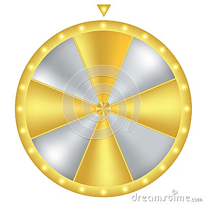 Wheel of fortune. Gold and silver with glow light. Vector Illustration