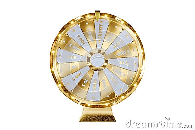 Wheel of fortune isolated on white background. Casino concept, luck, luck, gambling, gambling establishments. 3D illustration, 3D Cartoon Illustration