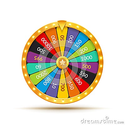 Wheel Of Fortune lottery luck illustration. Casino game of chance. Win fortune roulette. Gamble chance leisure Vector Illustration