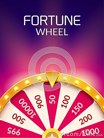 Wheel Of Fortune lottery luck illustration. Casino game of chance. Win fortune roulette. Gamble chance leisure Vector Illustration
