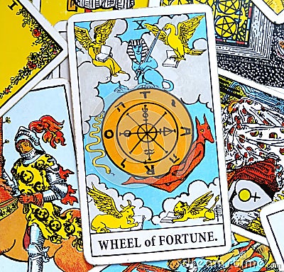 Wheel of Fortune Tarot Card Growth Abundance Good omen Stock Photo