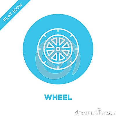 Wheel icon vector. Thin line wheel outline icon vector illustration.wheel symbol for use on web and mobile apps, logo, print media Vector Illustration