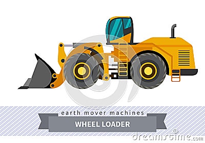 Wheel loader for earthwork operations Vector Illustration