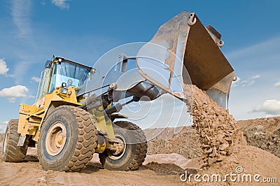 Wheel loader excavation working Stock Photo