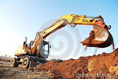 Wheel loader excavator Stock Photo