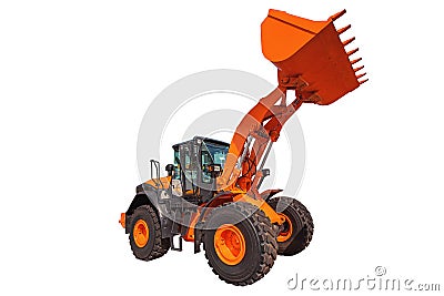 Wheel loader excavator construction machinery equipment isolated Stock Photo