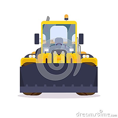 Wheel loader front view flat style Vector Illustration