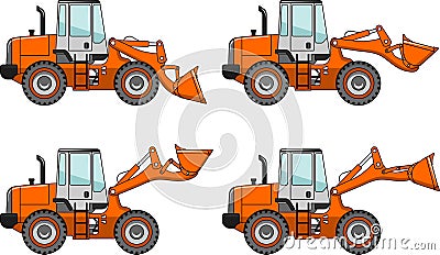 Wheel loader. Heavy construction machine. Vector illustration Vector Illustration