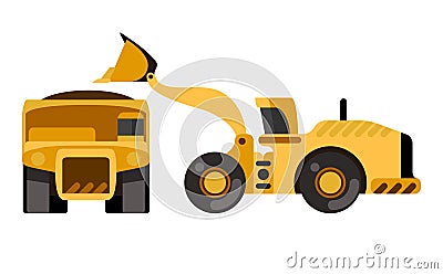 Wheel loader load dump truck Vector Illustration