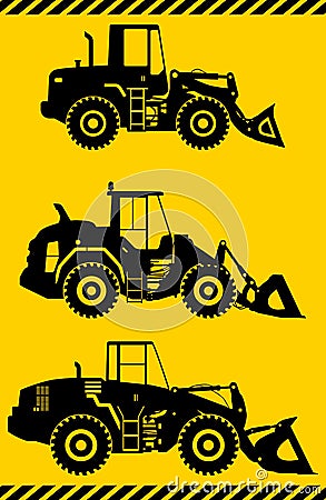 Wheel loaders. Heavy construction machine. Vector Vector Illustration