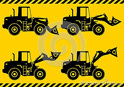 Wheel loaders. Heavy construction machine. Vector Vector Illustration