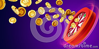 Wheel of luck or fortune. Colorful gambling wheel. Online casino. Banner for internet casino. Big win concept. Vector Illustration