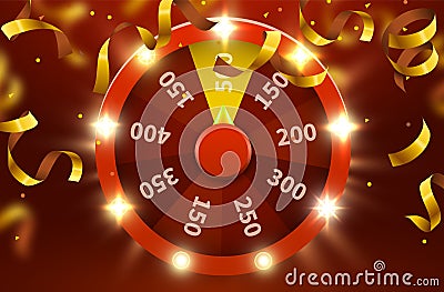 Wheel of luck or fortune. Gamble chance leisure. Colorful gambling wheel. Jackpot prize concept background. Vector Illustration