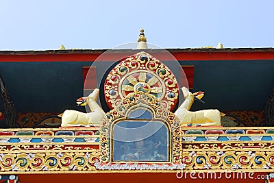 The wheel of sansara. Royal Bhutan Monastery. Bodh Gaya, India Stock Photo