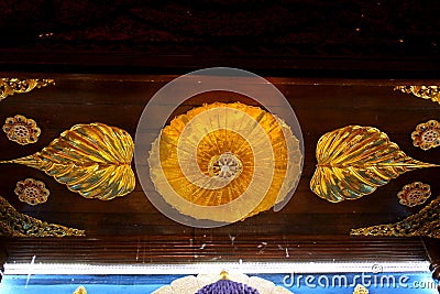 Wheel of Sansara in the temple Mahabodhi. Bodh Gaya, India Stock Photo