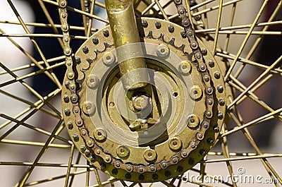 Wheel with spokes from the bike. Stock Photo
